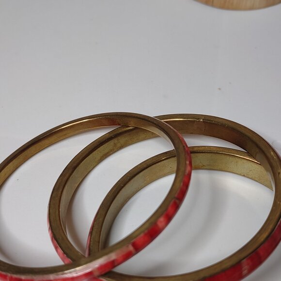 Set Of 3 Vintage 8 Inch Red Bangles - Picture 4 of 9